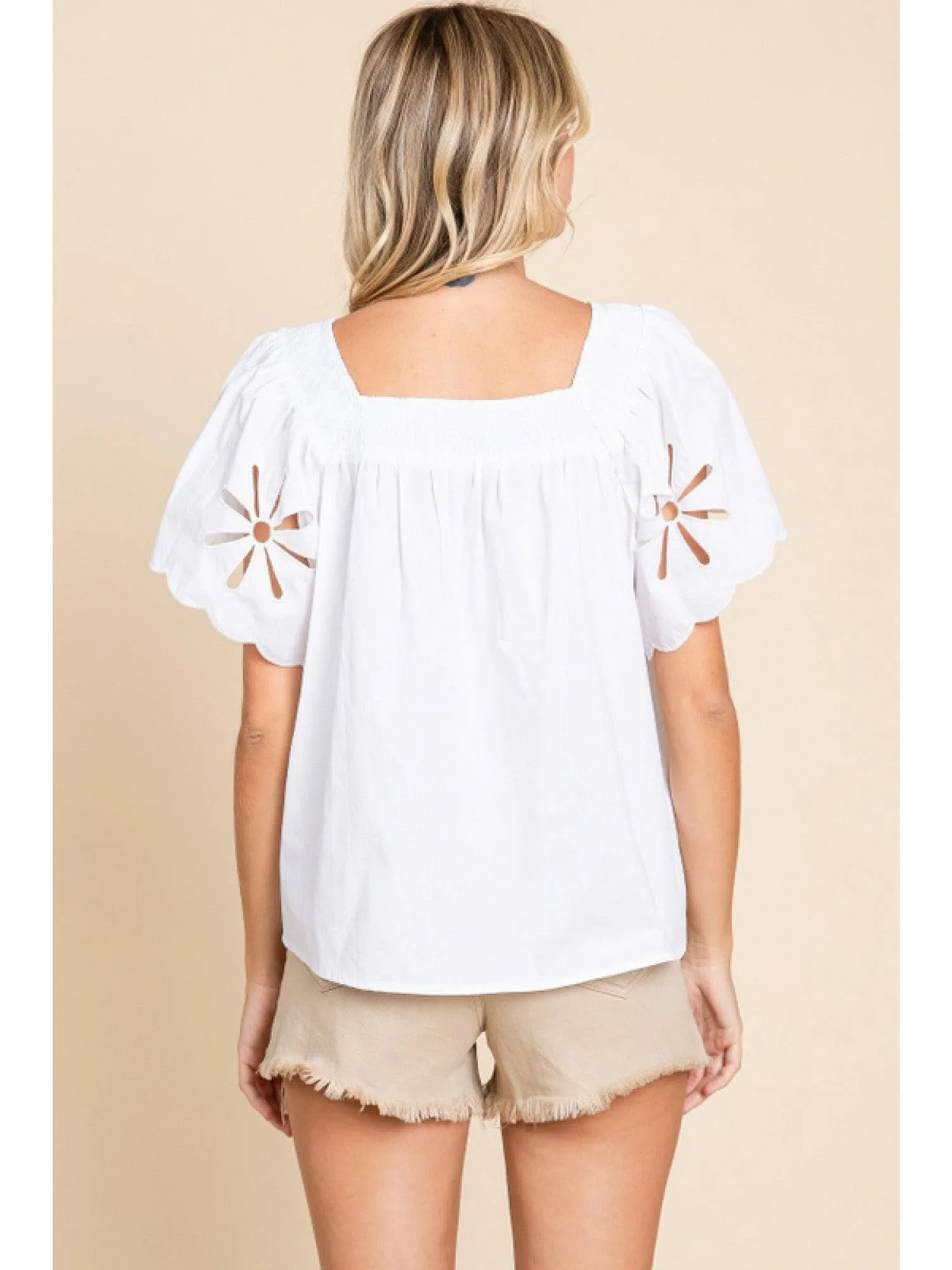 Flower Cutout Cotton Top