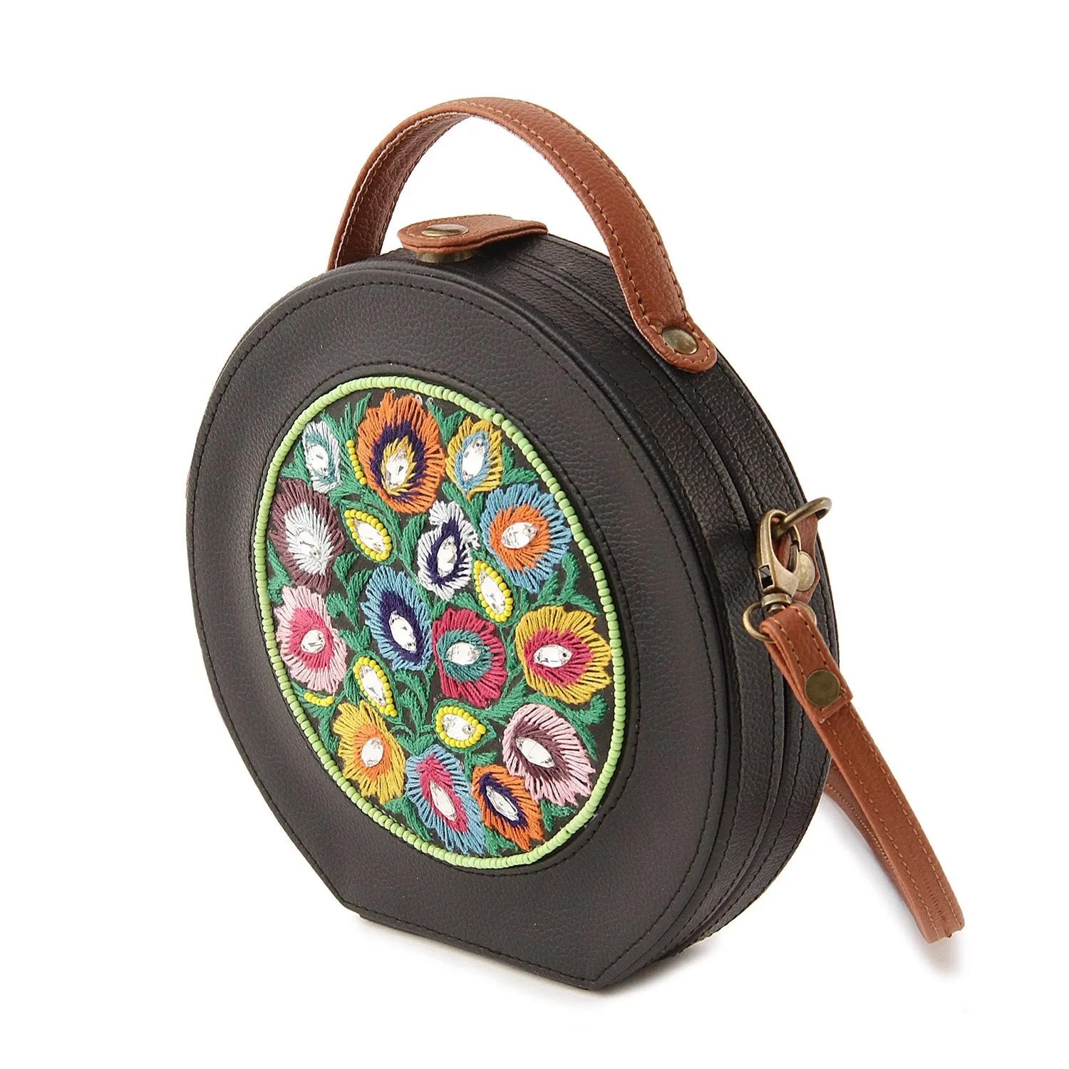 Garden Hand Embroidered Crossbody Sling Bag for women