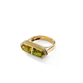 Geometrix Peridot & Diamond Ring