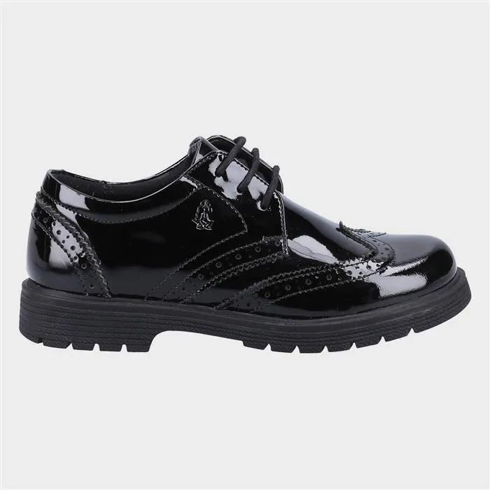 Girls Hush Puppies School Shoes Black Strap Sally Laced Brogue