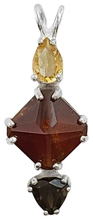 Hessonite Garnet Mini Magician Stone? with Citrine & Smokey Quartz