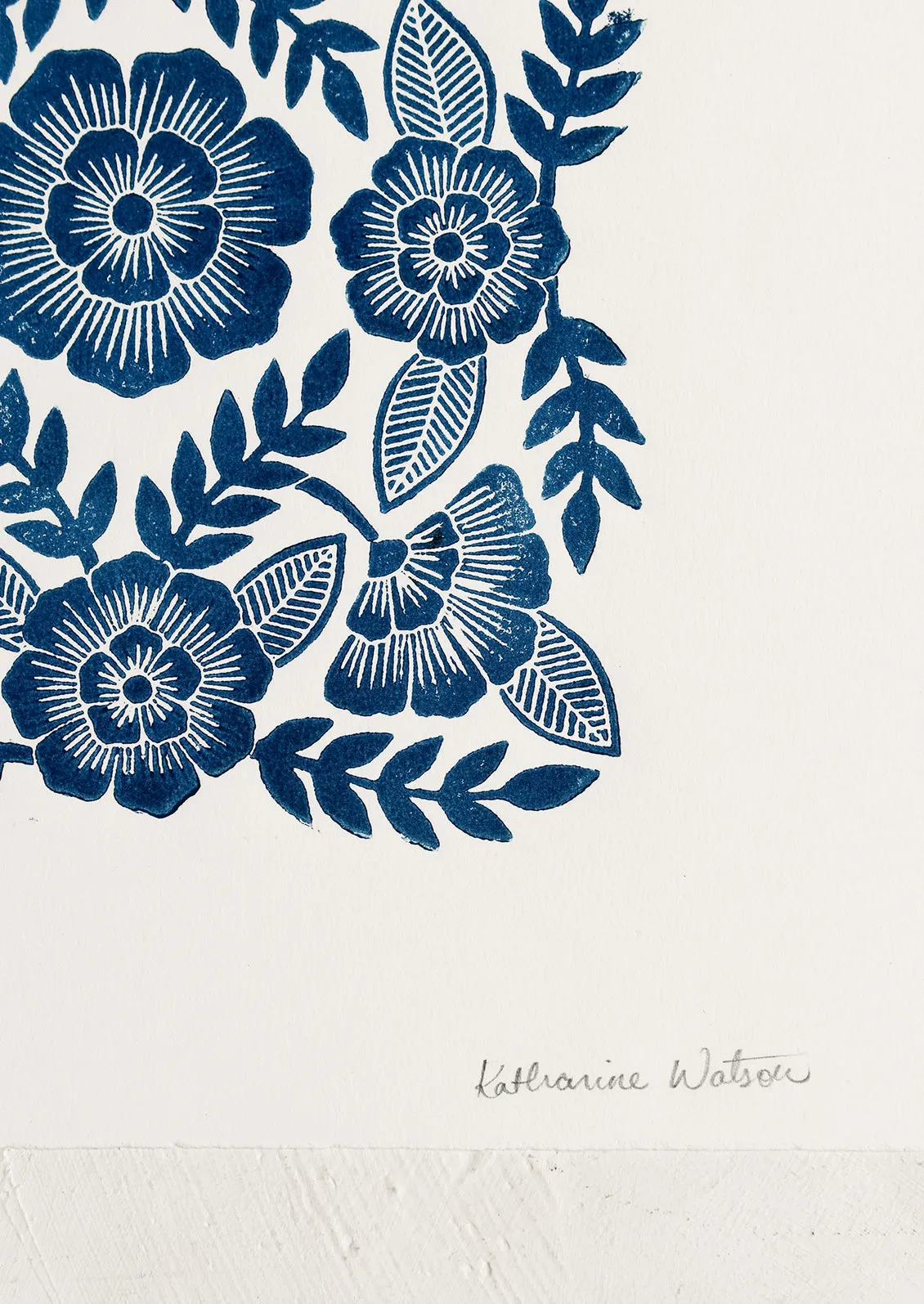 Indigo Floral Woodblock Print