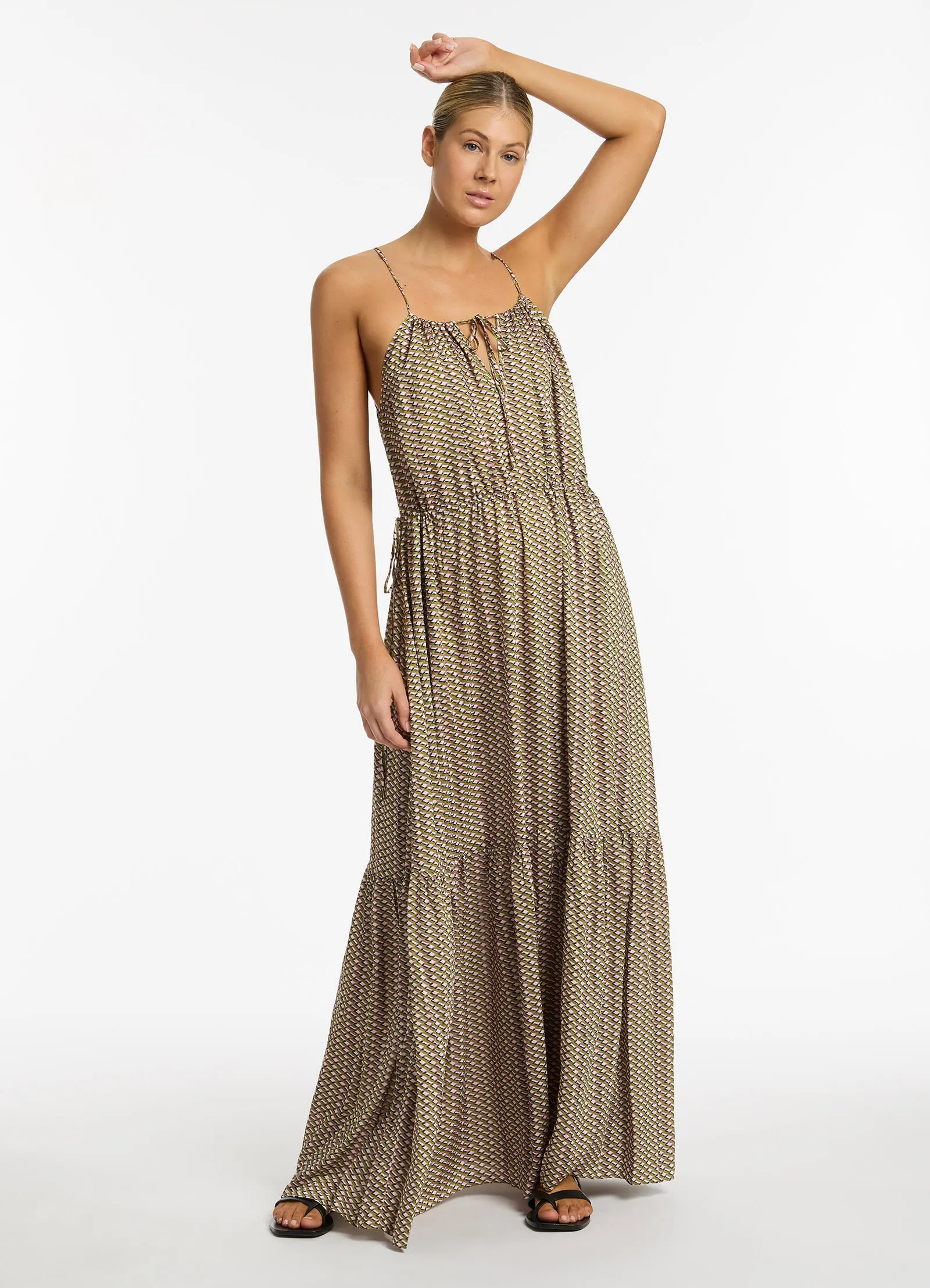 Infinity Drawcord Maxi Dress - Kelp