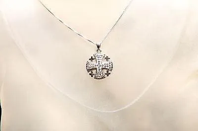 Jerusalem Cross Pendant Crystal Swarovski Gemstone Sterling Silver 925 #1