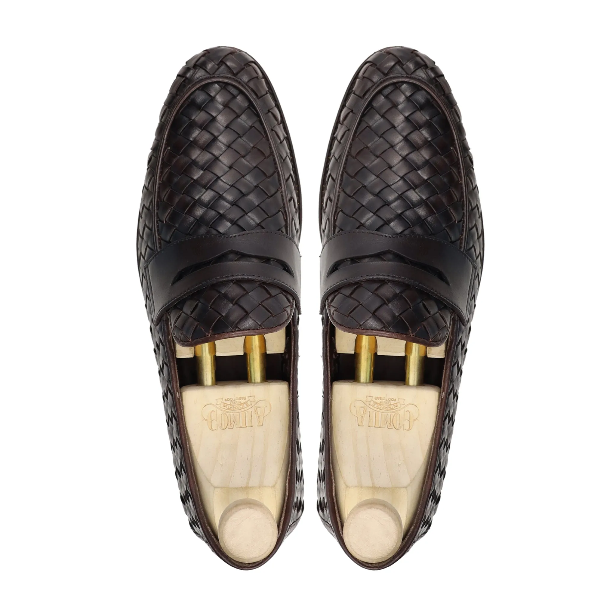 Kakillom - Men's Dark Brown Hand Woven Leather Loafer