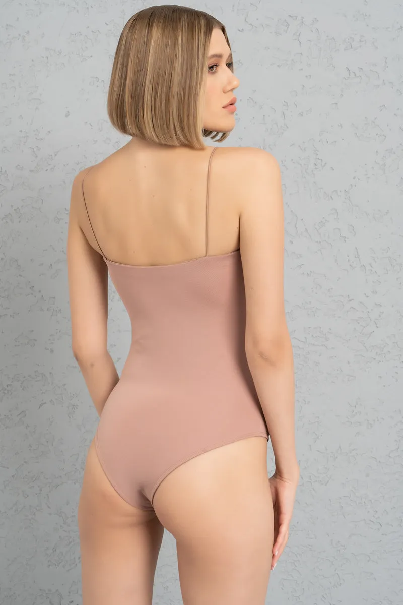 Kikiriki Cyberslut Y2K Square Neck Basic Bodysuit - Nude