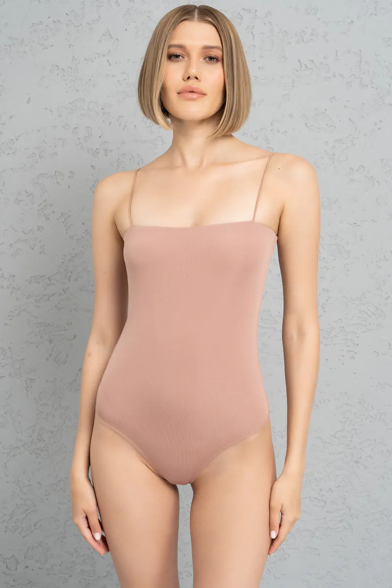 Kikiriki Cyberslut Y2K Square Neck Basic Bodysuit - Nude