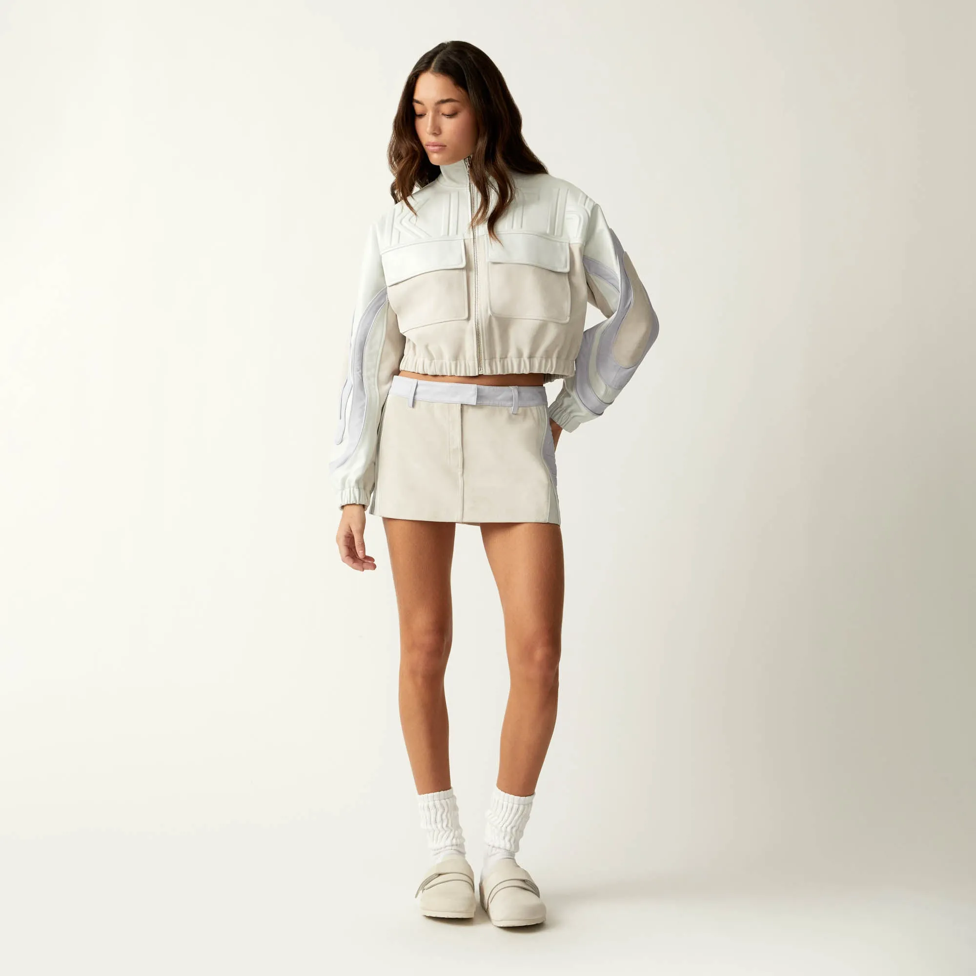 Kith Women Mei Leather Track Bomber - Sandrift