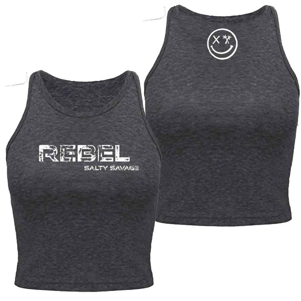 Ladies "REBEL" High Neck Crop Tank