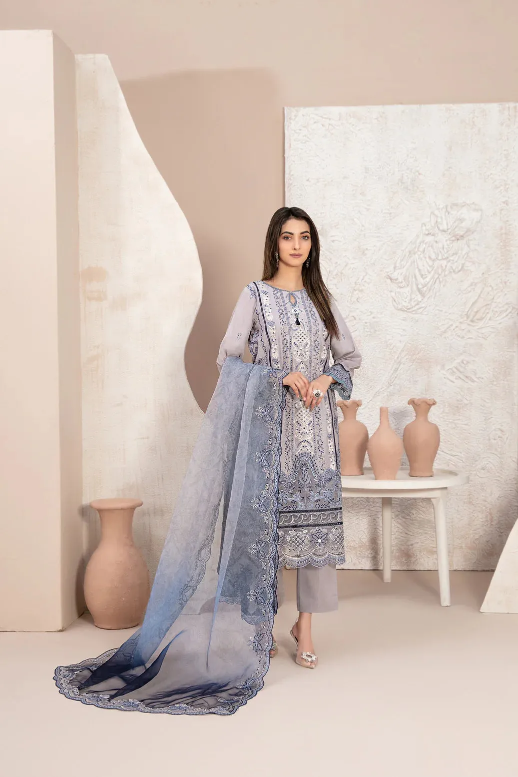 LEMA BY TAWAKKAL 3 Piece Un Stitched Suit - D-2164