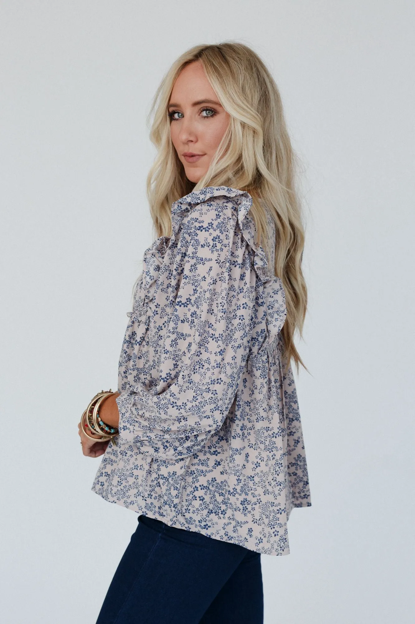 Lilac Love Floral Top - Blue Multi