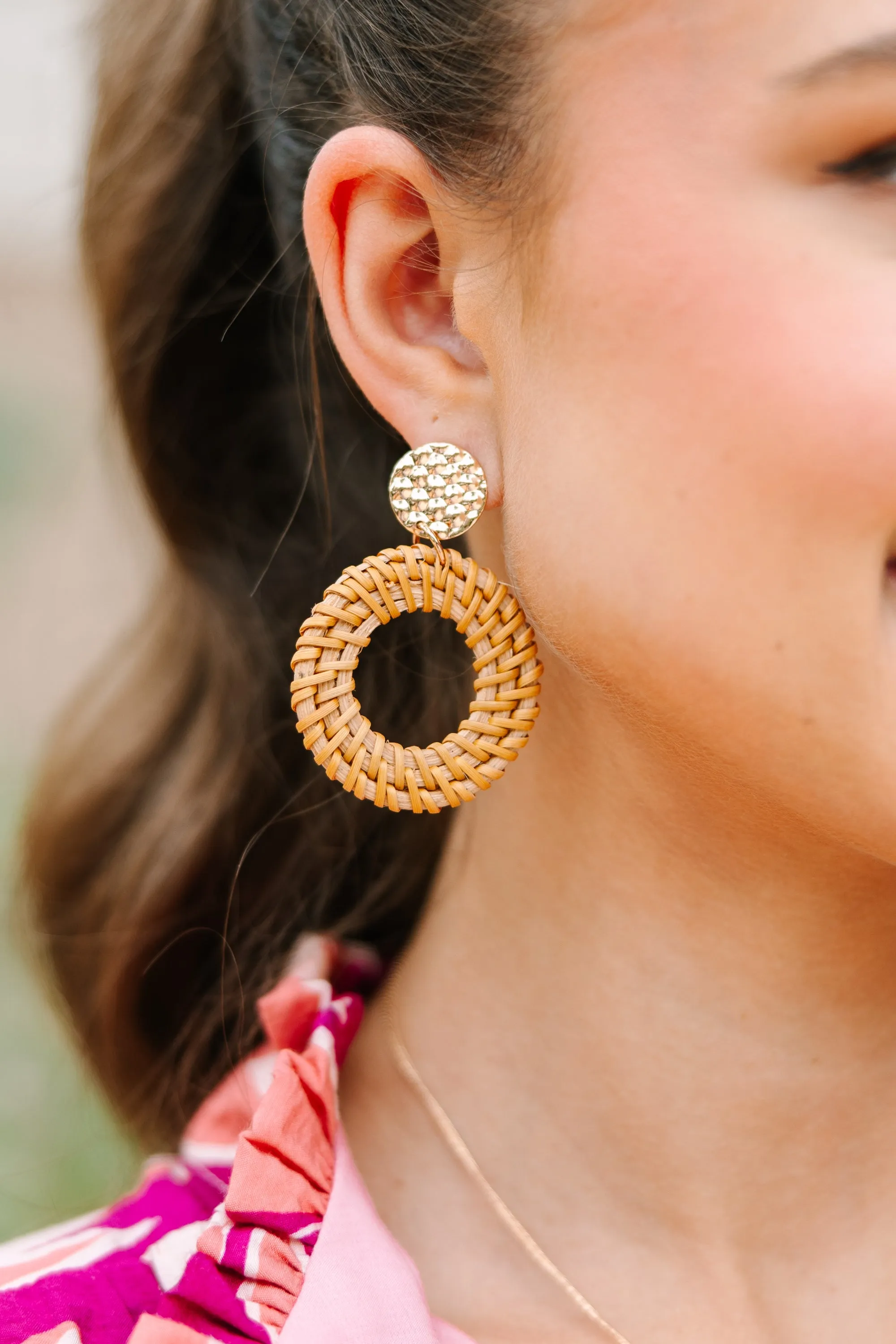 Looking For You Beige Woven Earrings