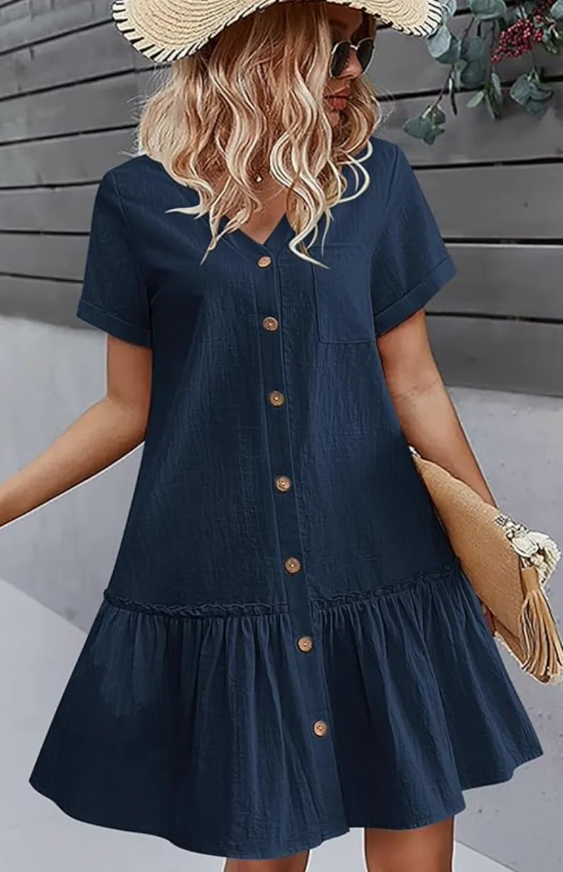 Madison Linen Dress | Blue