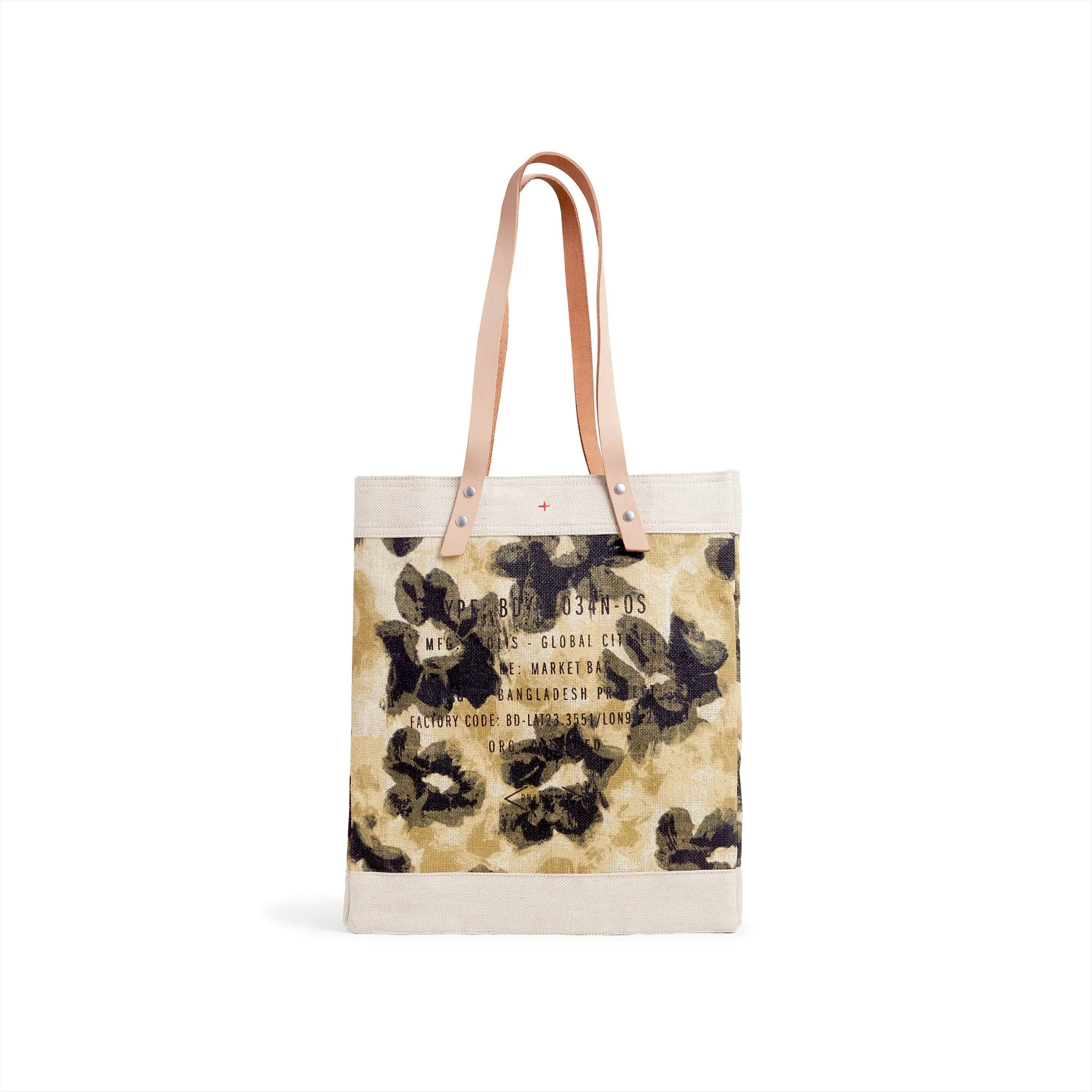 Market Tote in Khaki Bloom by Liesel Plambeck with Monogram