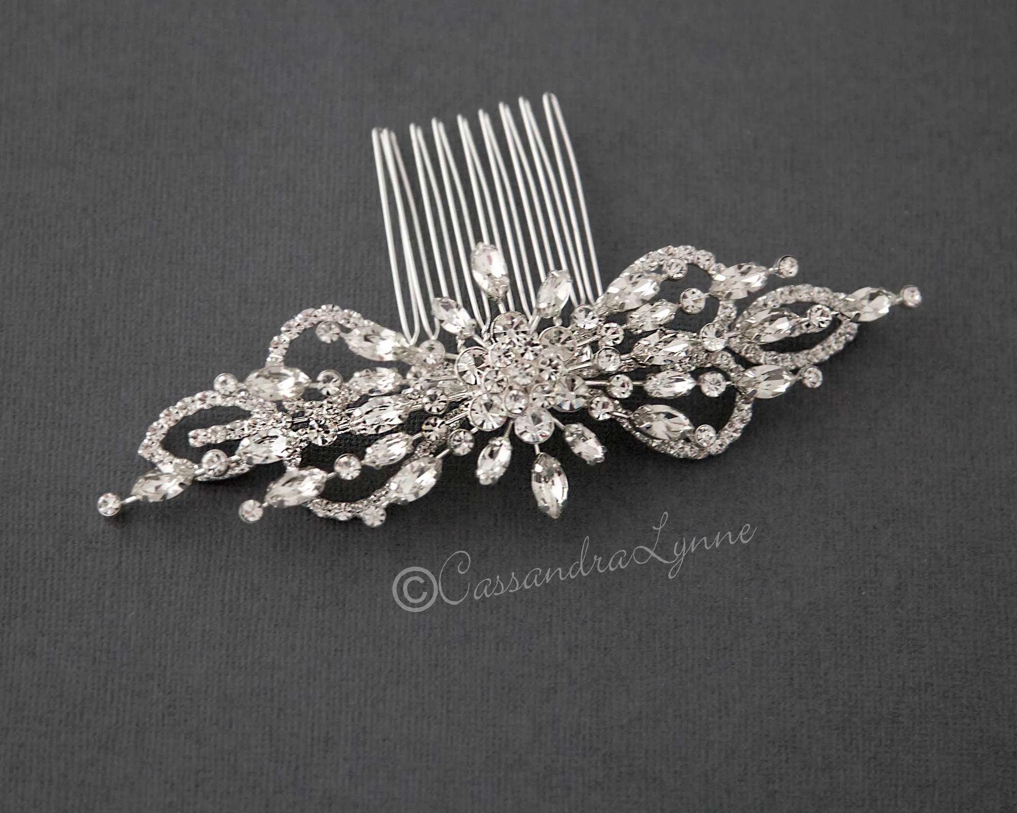 Marquise Burst Bridal Veil Comb