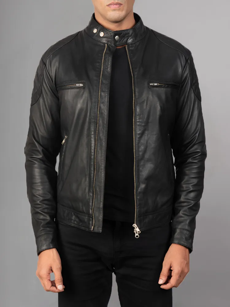 Men 2023 Casual Motor Distressed Leather Jacket