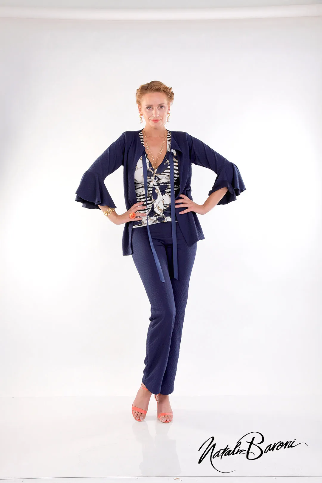 Mid Length Bell Sleeve Jacket - Amalfi