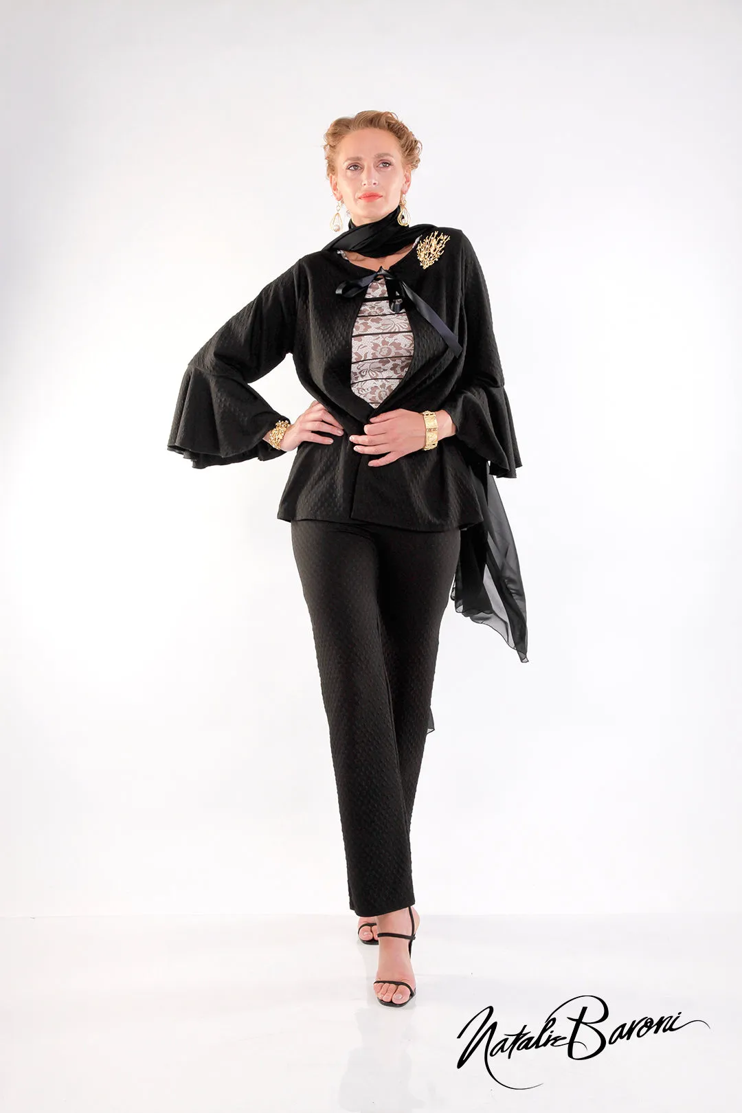 Mid Length Bell Sleeve Jacket - Amalfi