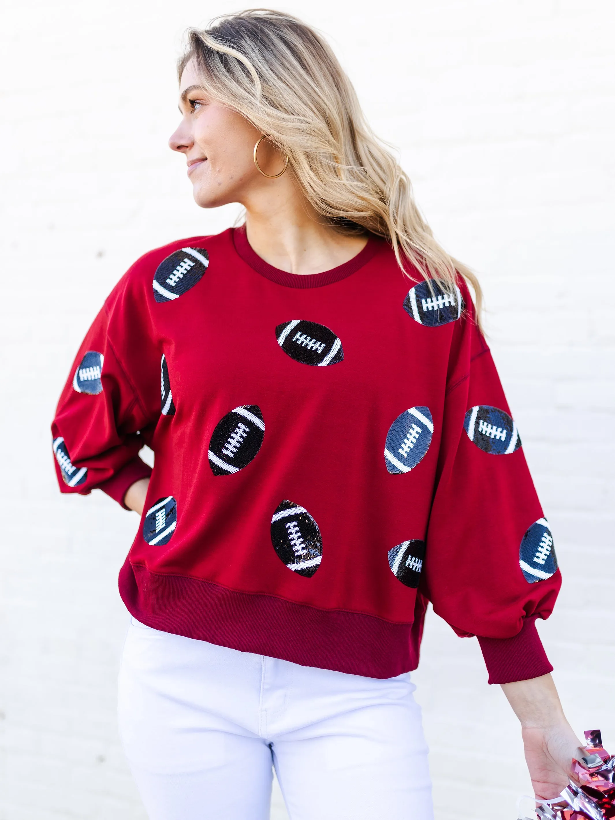 Millie Sweatshirt | Footballs Garnet   Black