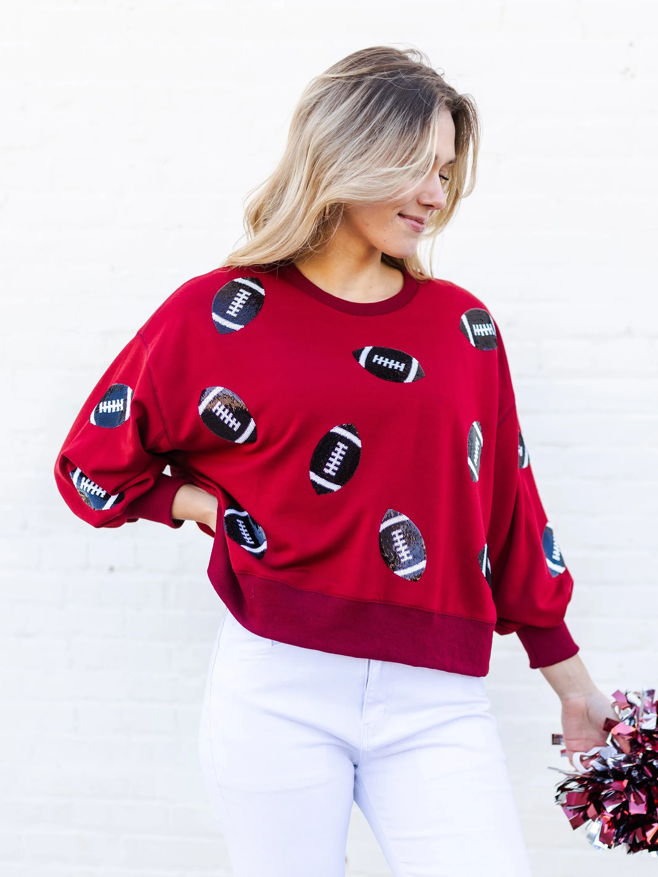 Millie Sweatshirt | Footballs Garnet   Black