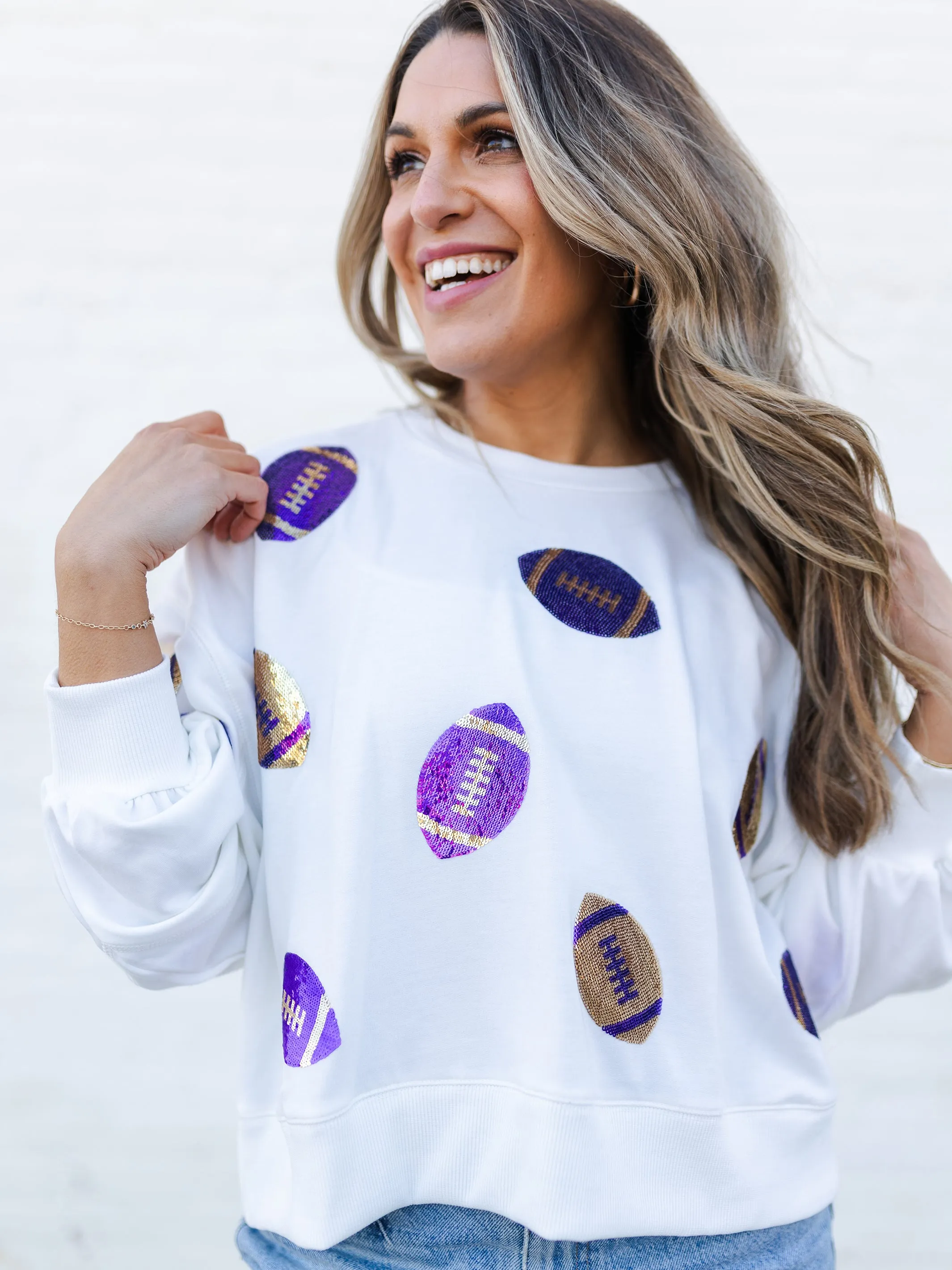 Millie Sweatshirt | Footballs Purple   Gold