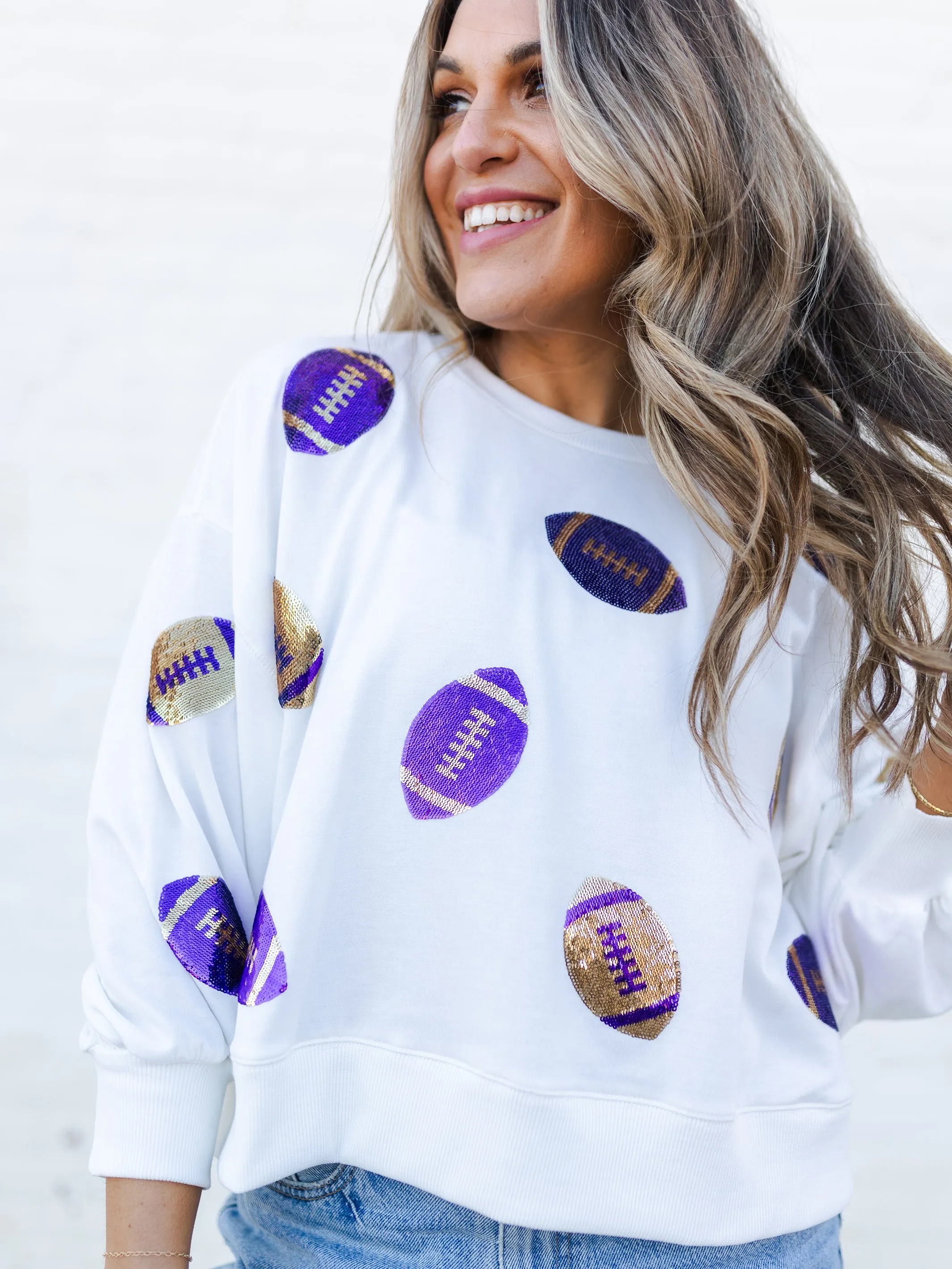 Millie Sweatshirt | Footballs Purple   Gold