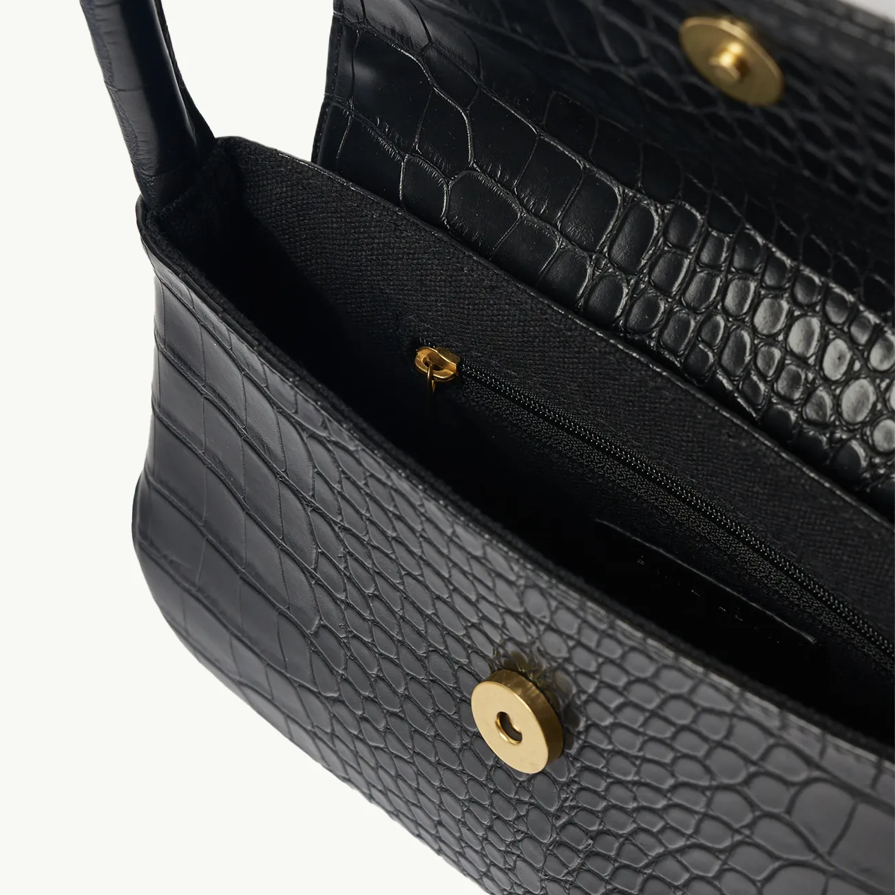 MINI CAMILLE BAG BLACK BRUSHED CROC