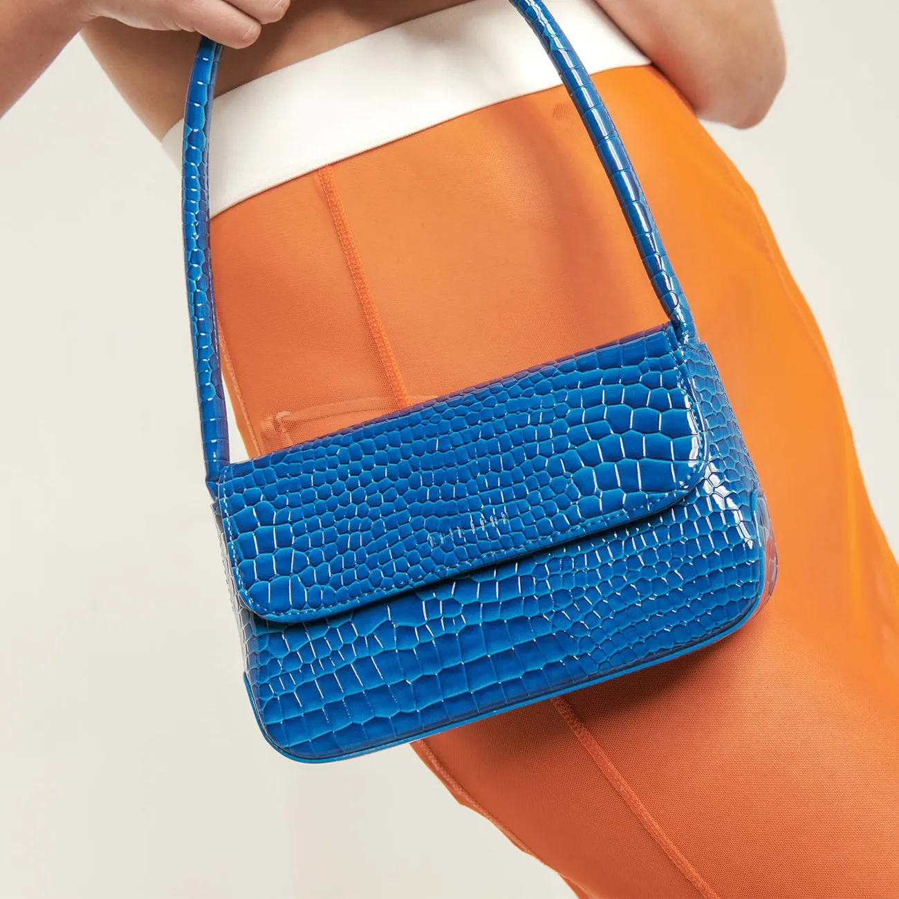 MINI CAMILLE BAG COBALT RECYCLED CROC