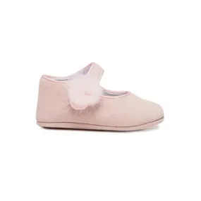 My-First Suede Mary Janes in Rose with Pompon