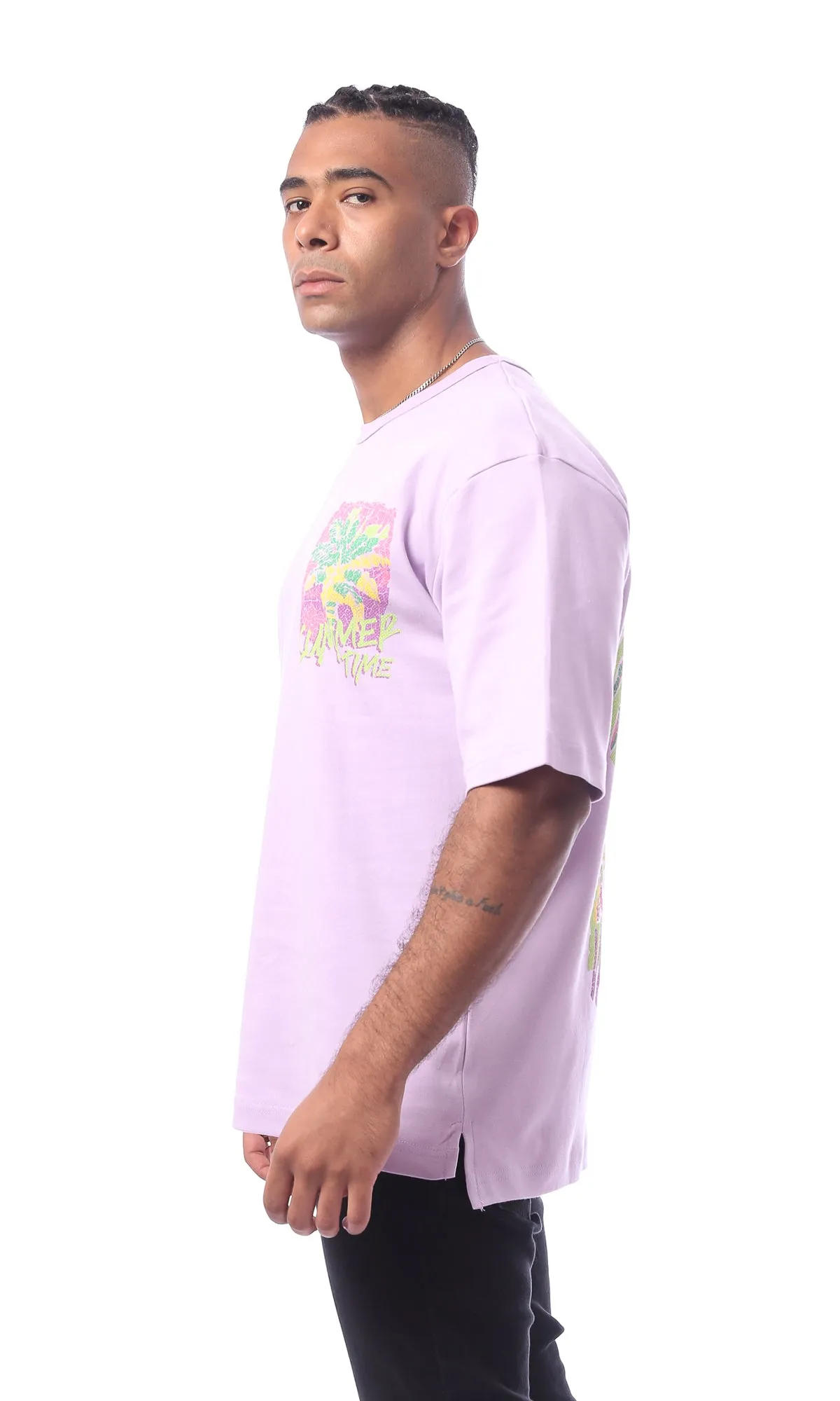 O163650 Summer Time Printed Light Purple Tee