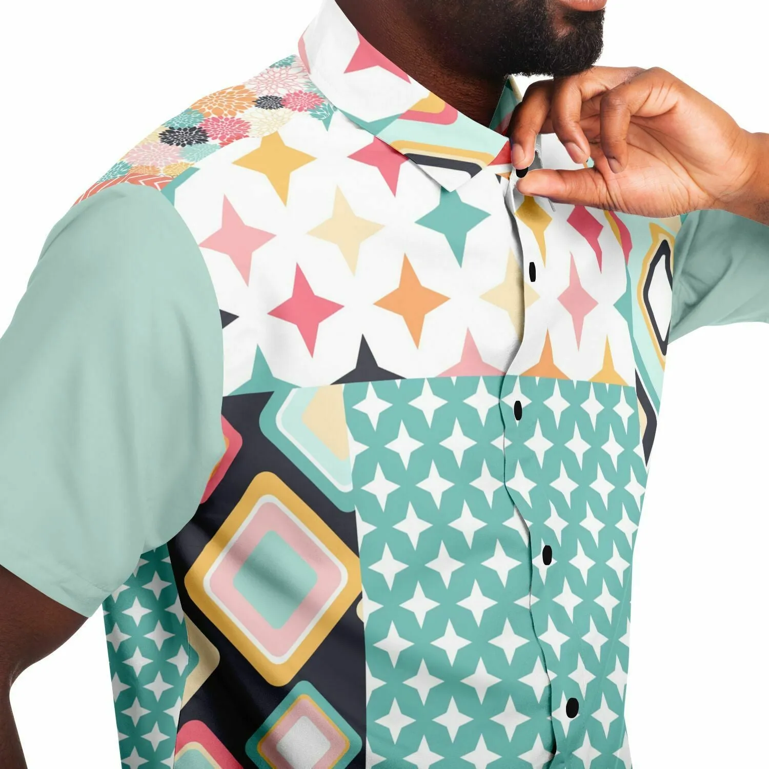 Old Miami Polka Dot Patchwork Button Down Shirt