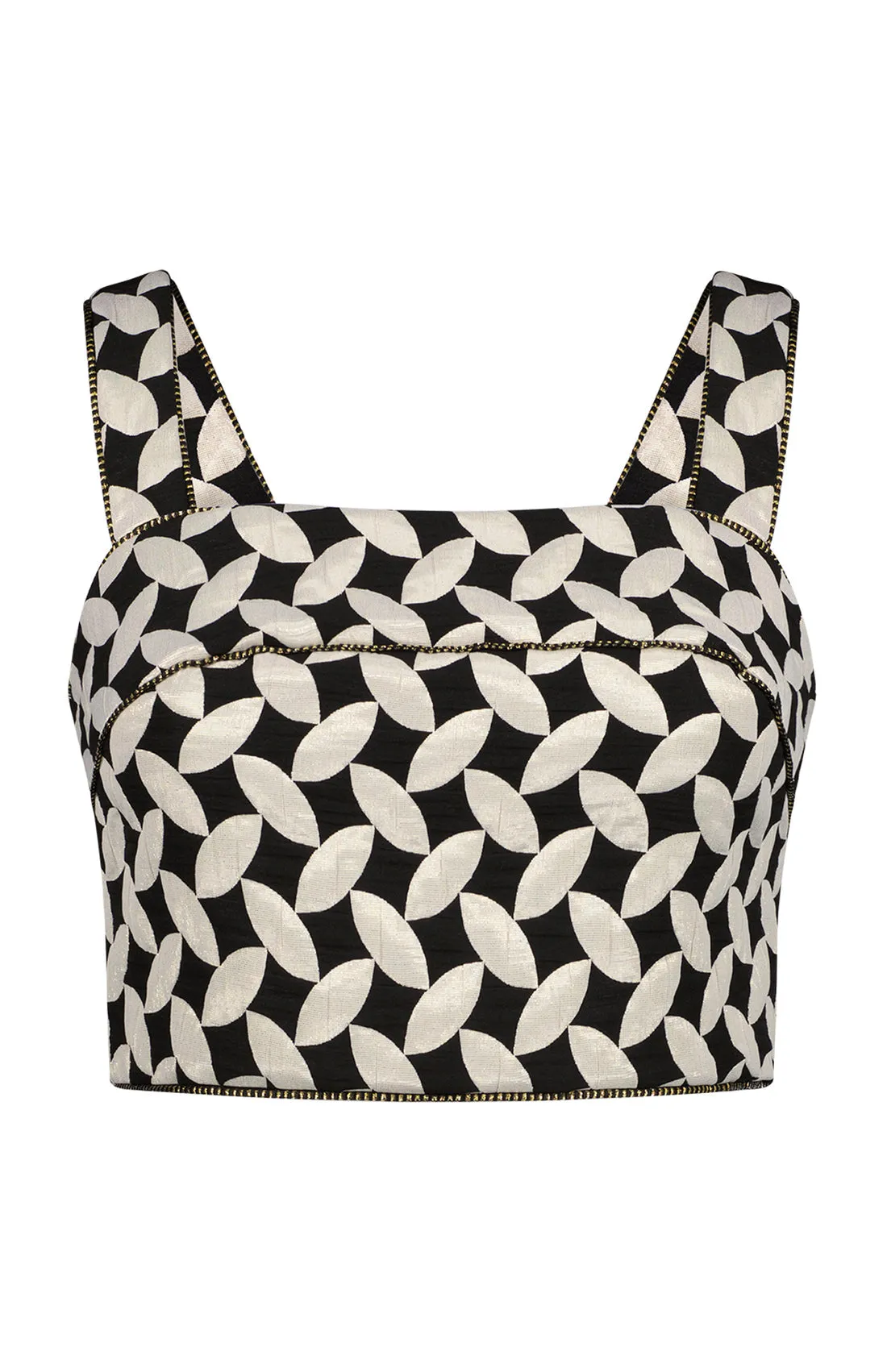 Patbo - Jacquard Cropped Top - Black/White