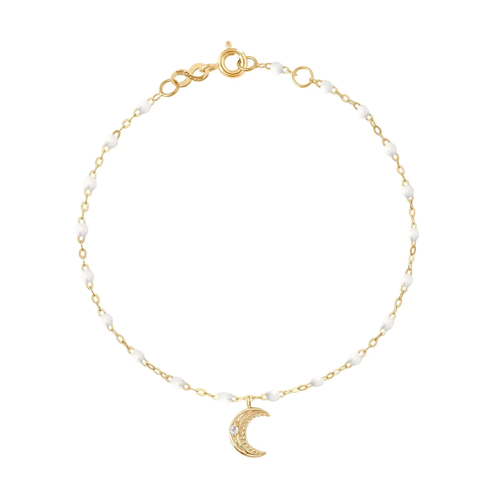 Petite Moon Classic Gigi White diamond bracelet, Yellow Gold, 6.7"