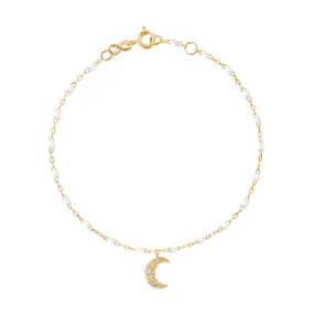 Petite Moon Classic Gigi White diamond bracelet, Yellow Gold, 6.7"