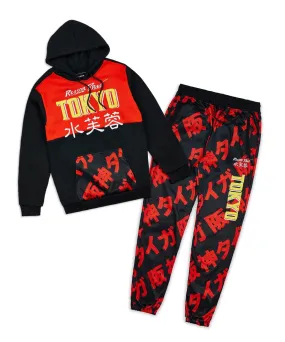 Plus Size Kanji Tokyo Fleece Hood Jogger Set