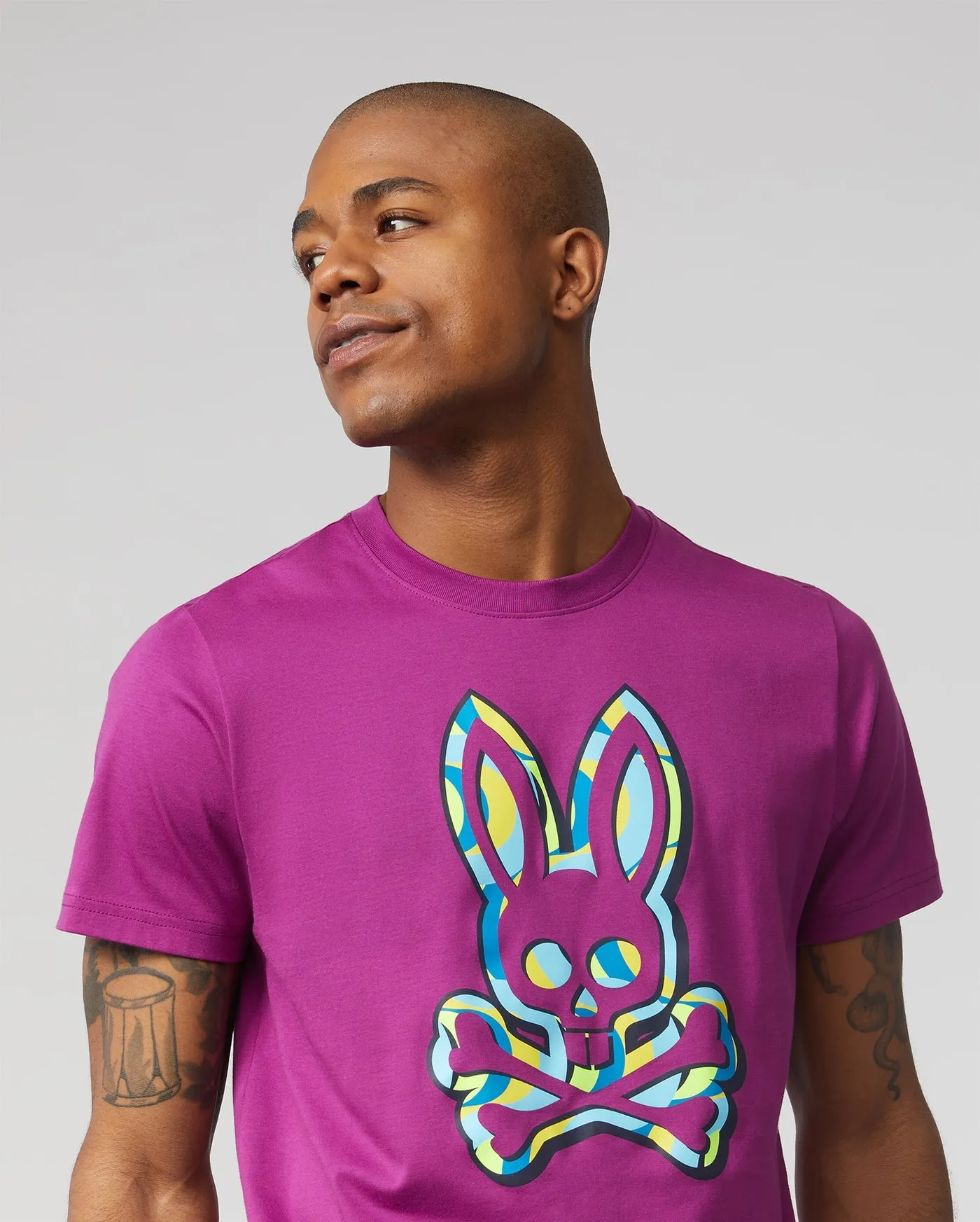 Psycho Bunny Mens Ash Graphic Tee - Summer Plum