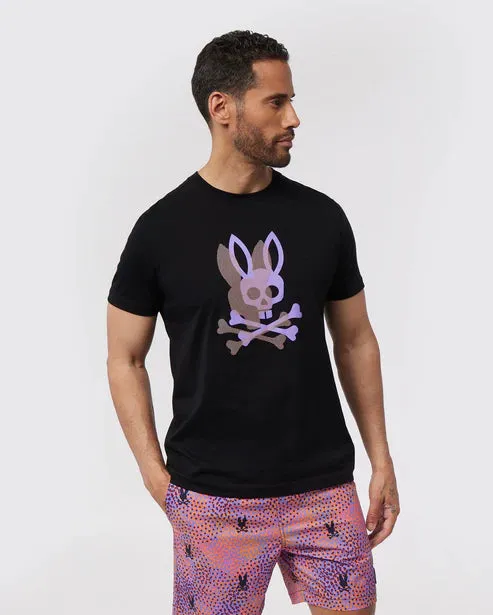 Psycho Bunny Mens Black Chicago HD Dotted Graphic T-Shirt_ B6U412Z1PC-001