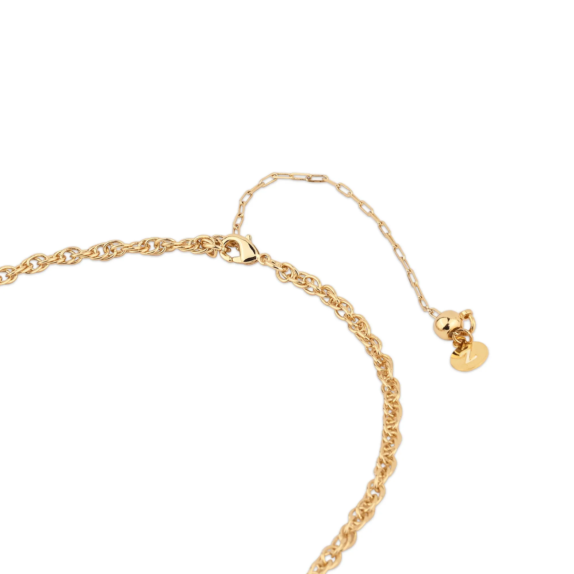 Real Gold Plated Long Rope Charm Necklace