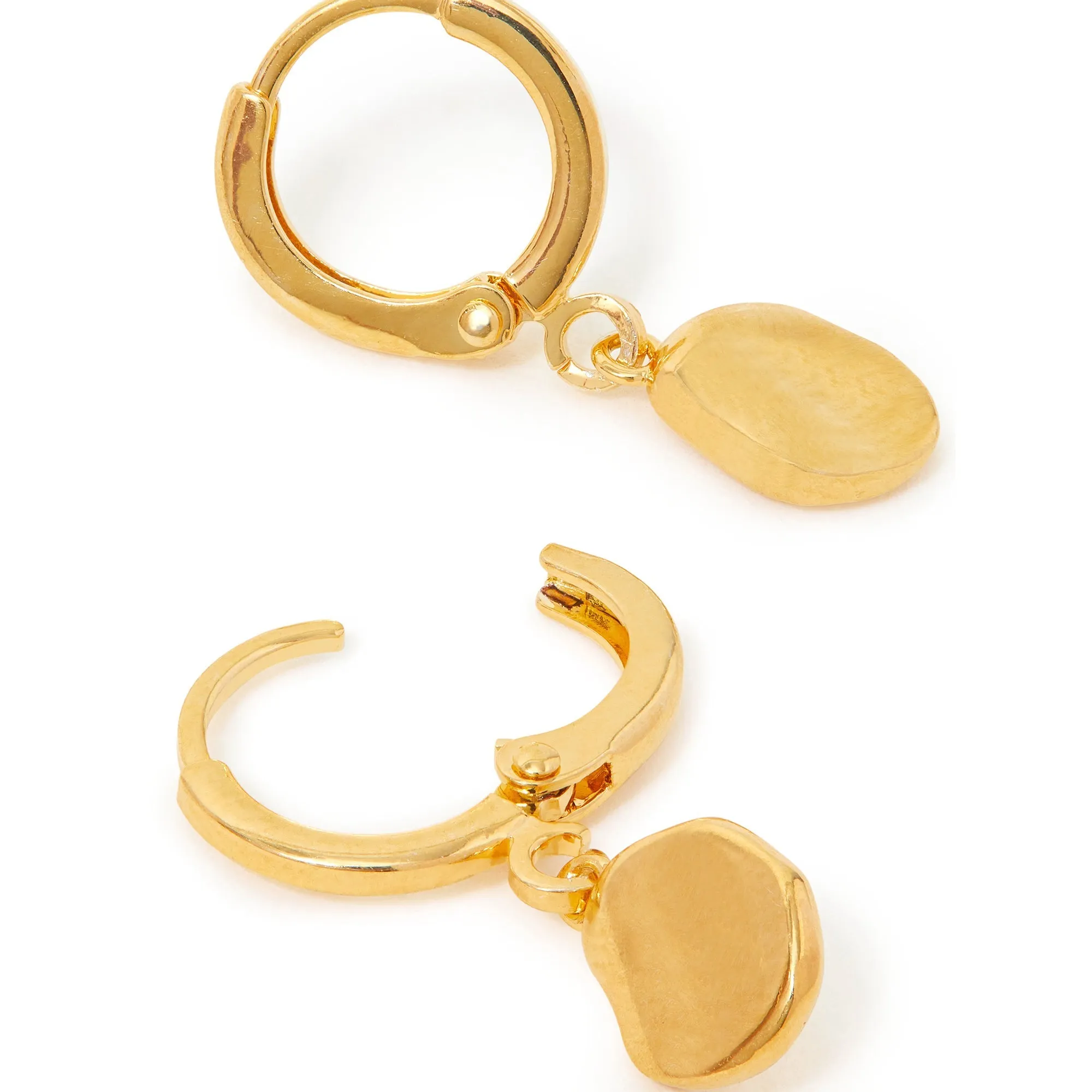 Real Gold-Plated Z  Organic Shape Huggie Hoops