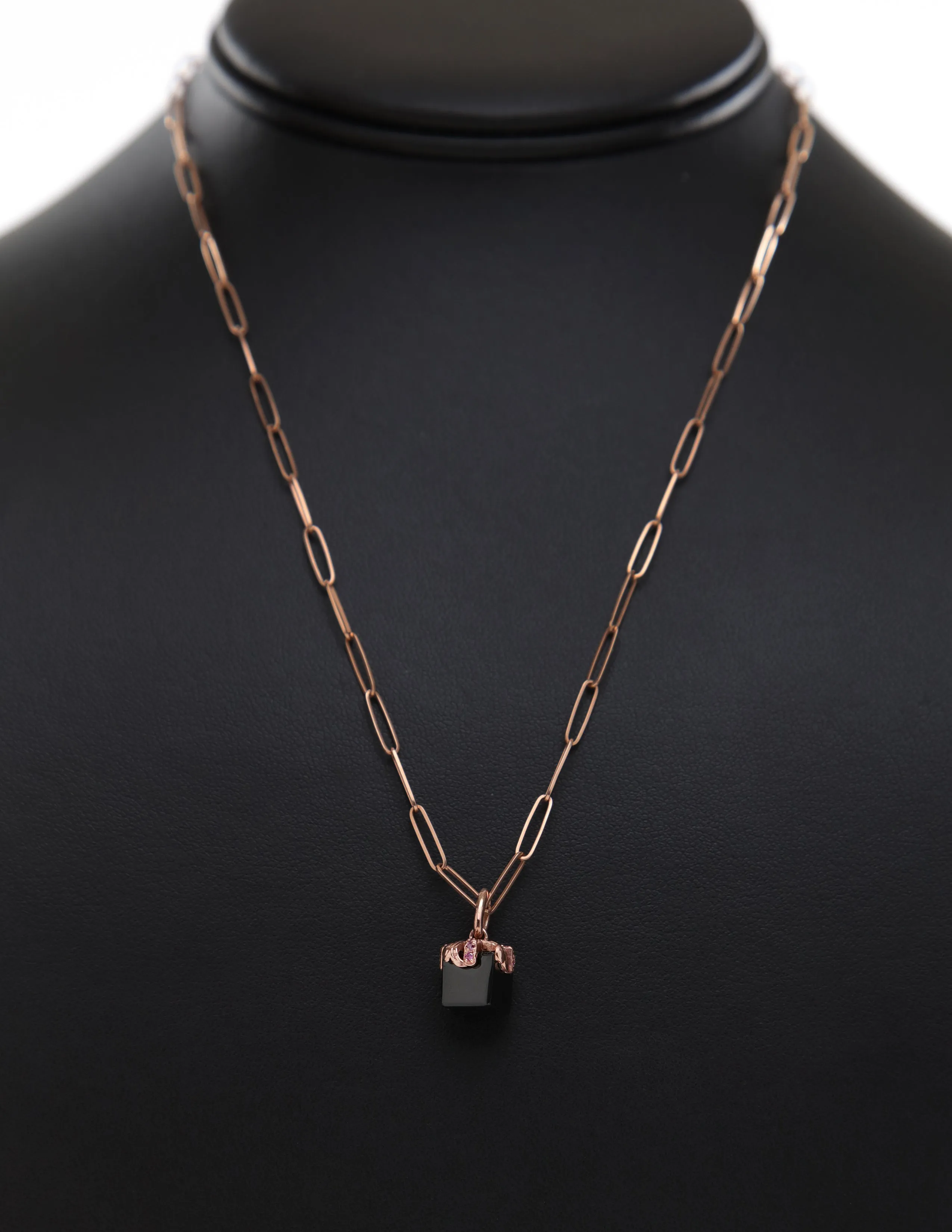 Rose Gold, Rose Diamonds, and Black Spinel Charm