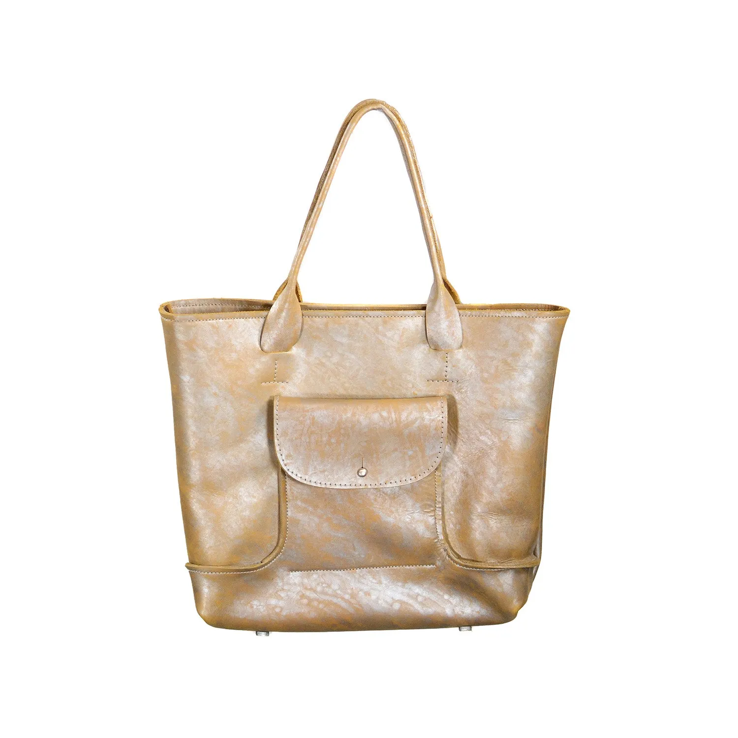 SALE! Large Leather Tote Bag in Silver Camel by Alfred Stadler