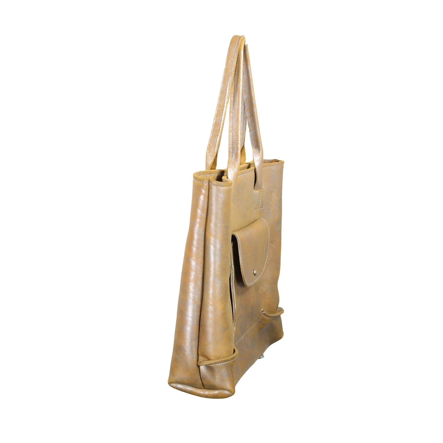 SALE! Large Leather Tote Bag in Silver Camel by Alfred Stadler