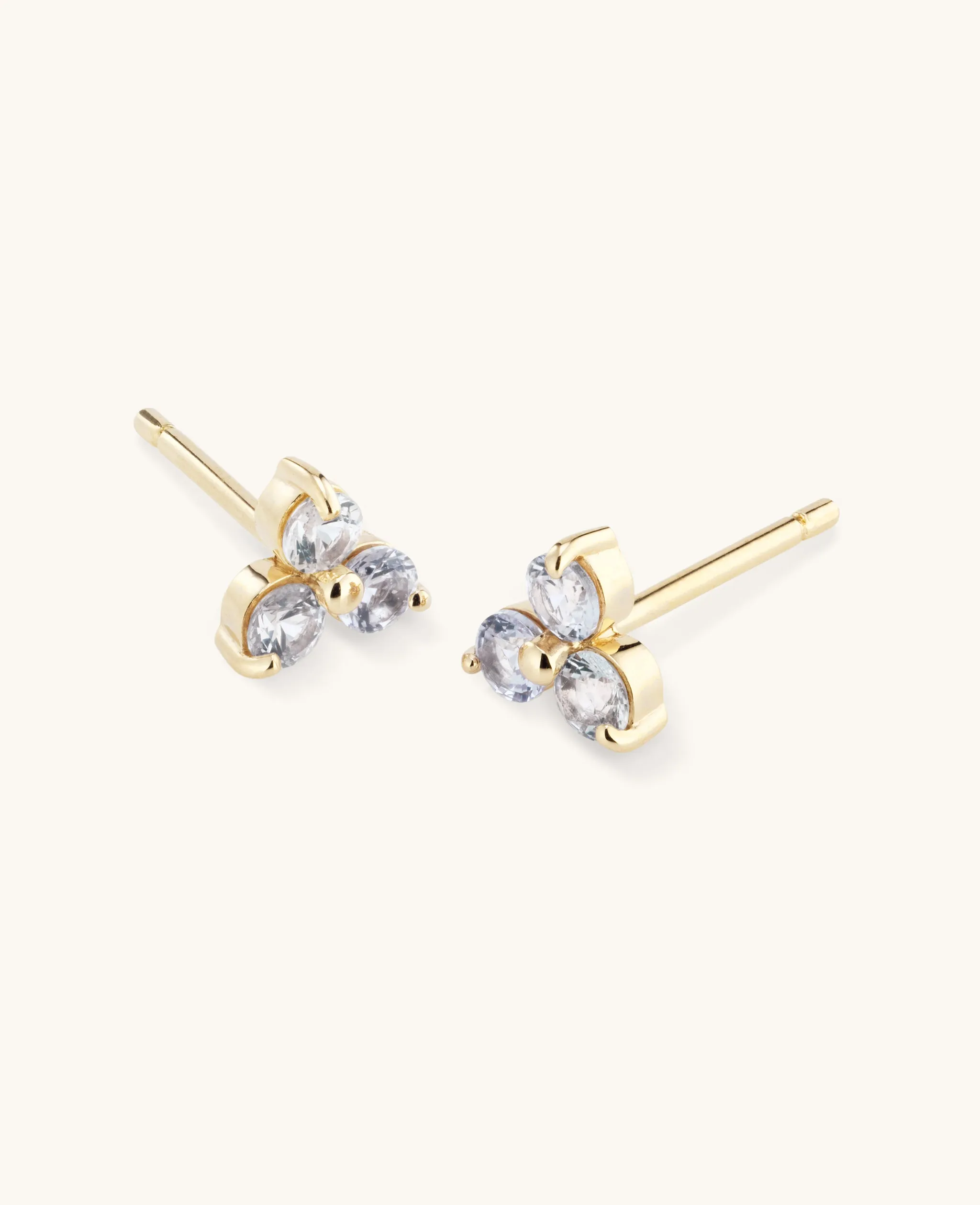 Sapphire Large Fleur Studs Gold