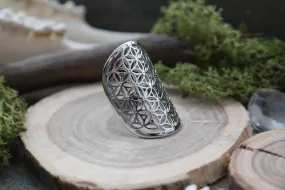 Silver Flower of Life Ring