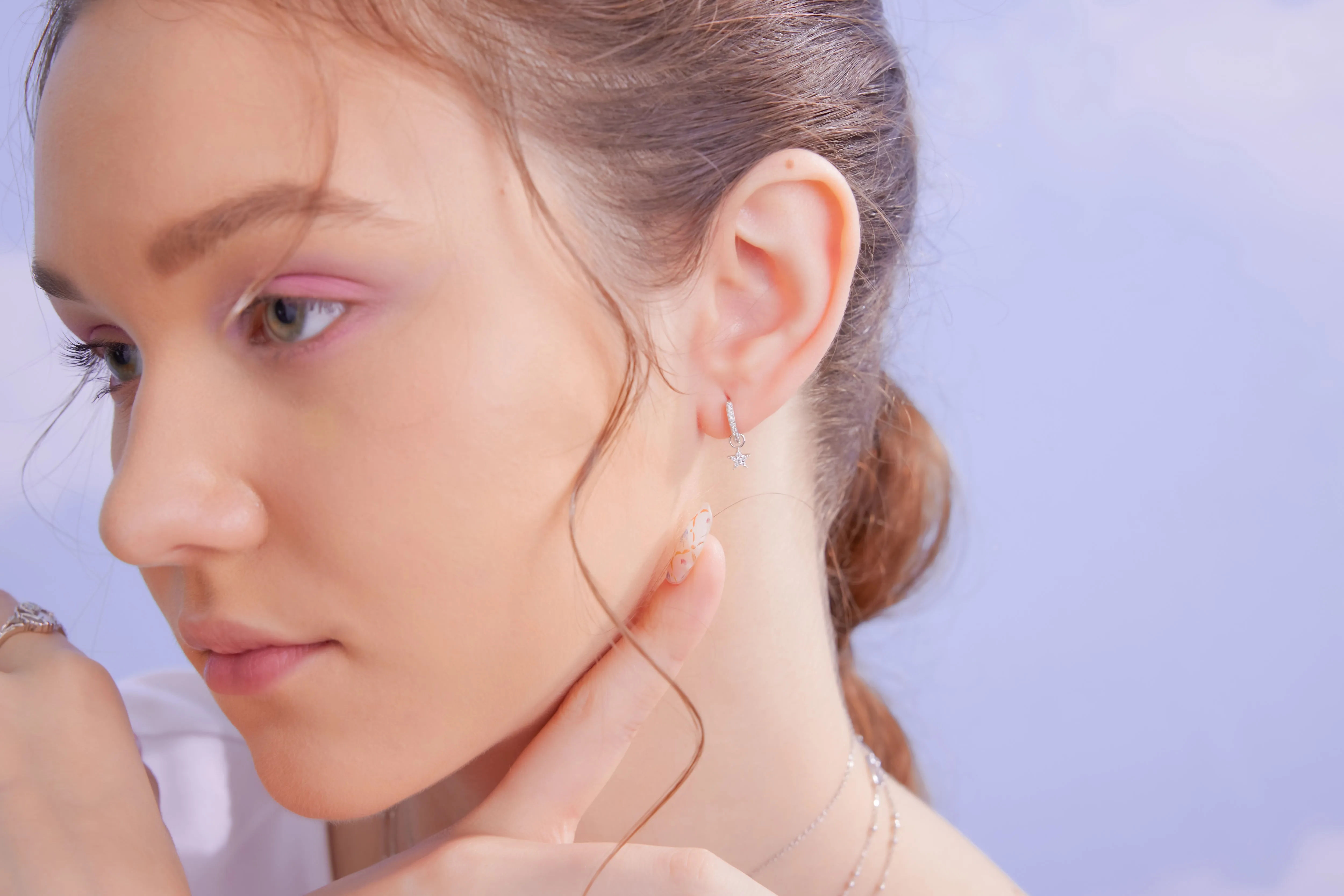 Silver Moon & Star Huggie Hoop Earrings