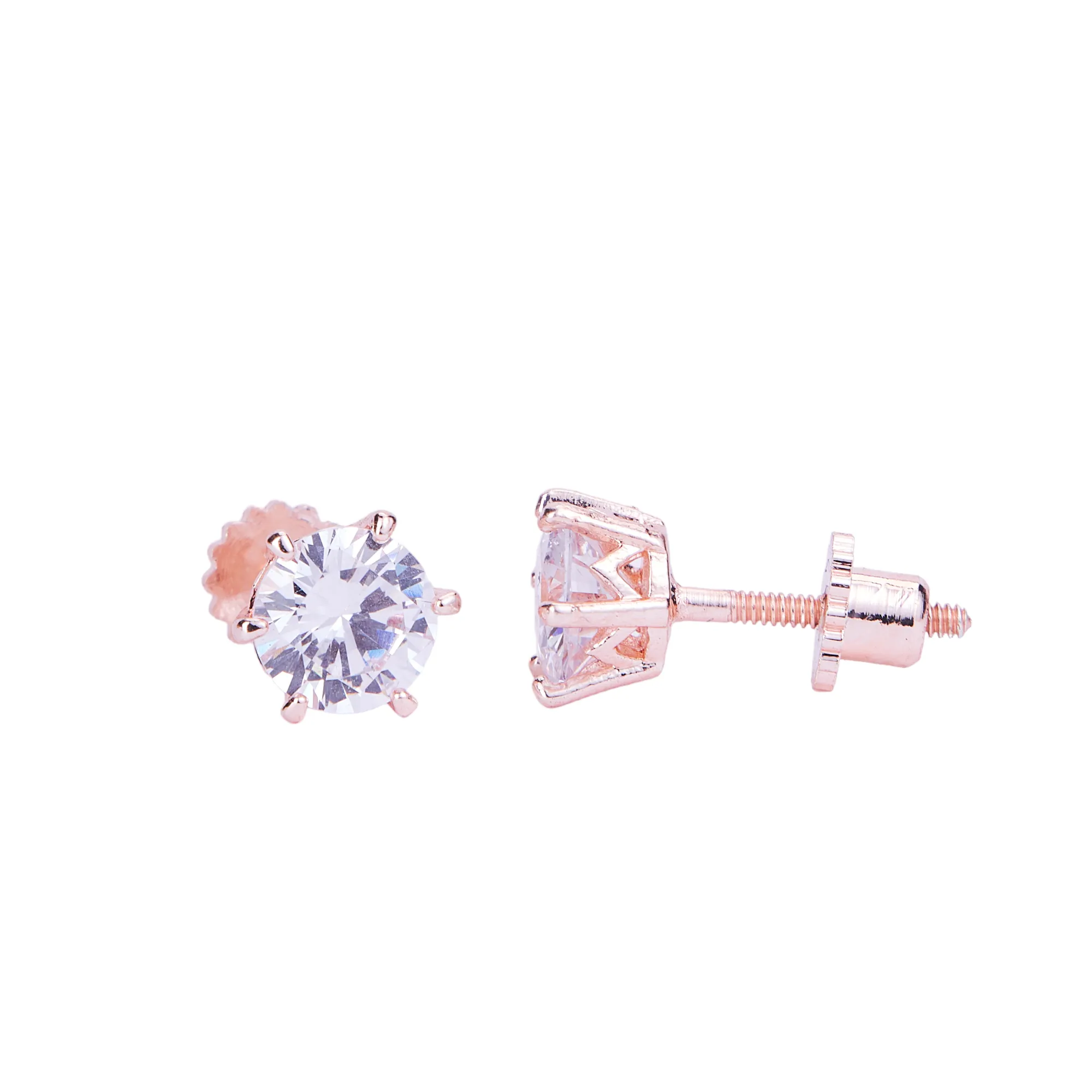 Single White Stud Screw Earrings