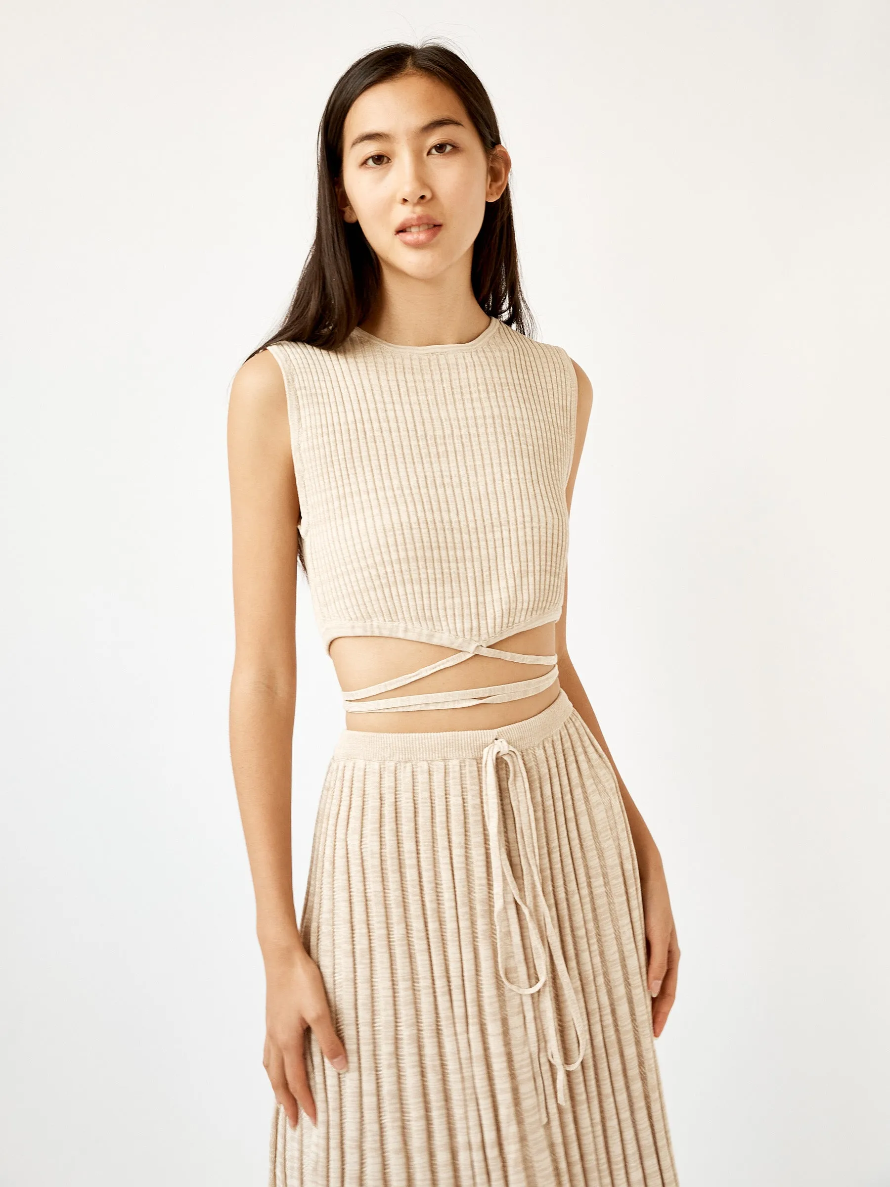 Sleeveless Knit Tie Crop