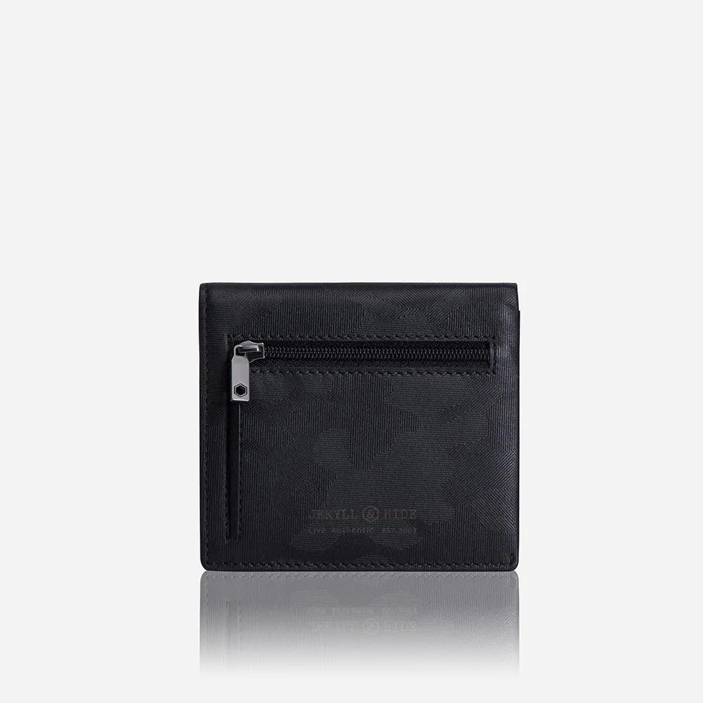 Slim Bifold Wallet with Coin, Black Camo