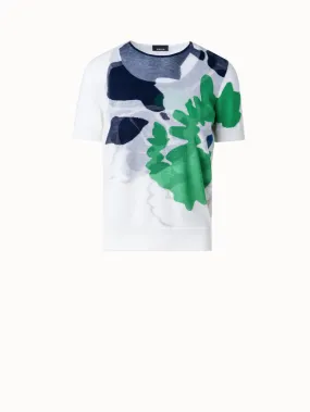 Strick-T-Shirt mit Sketched Abraham Flower