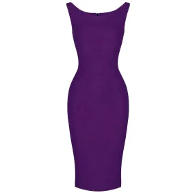 Summer Purple 40s Bodycon Sleeveless Hollywood Wiggle Dress